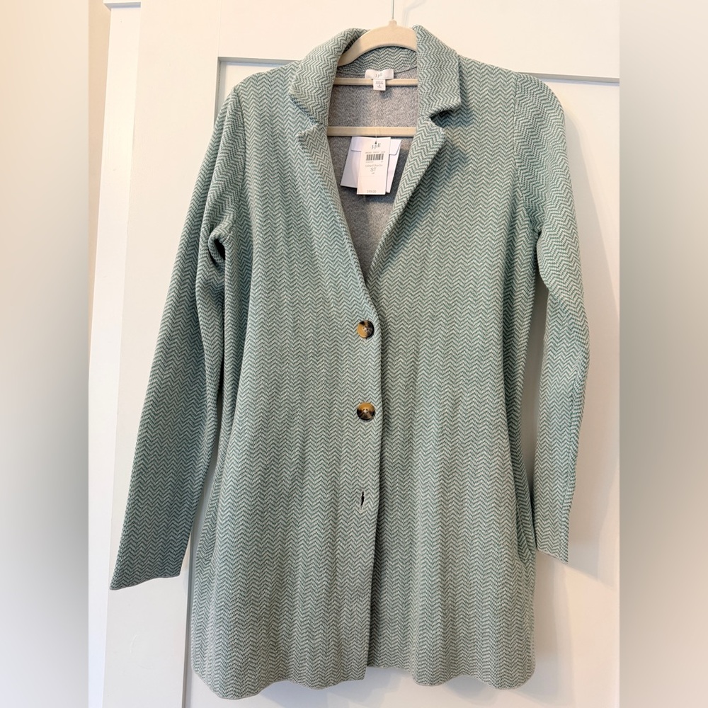 J Jill Double Knit Button Front Blazer in Green - Picture 2 of 4